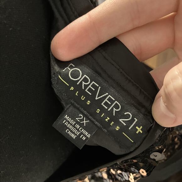 Forever 21 Plus Dress Womens 2X Black Sequin One Shoulder Formal Party Gown - Picture 8 of 12